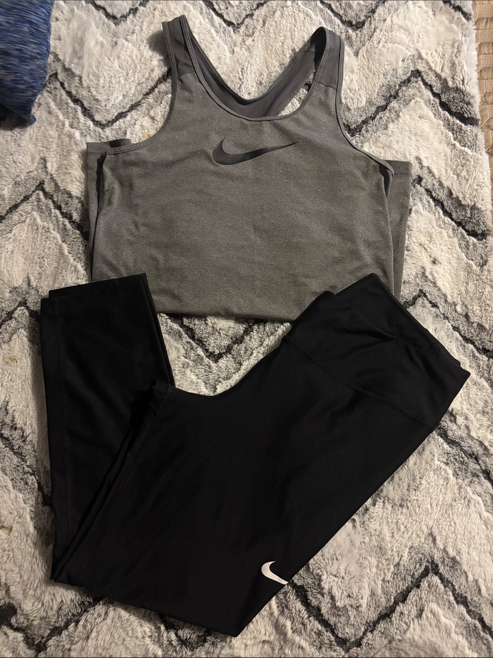 Nike Grey Sports Bra and Black Leggings Active Set